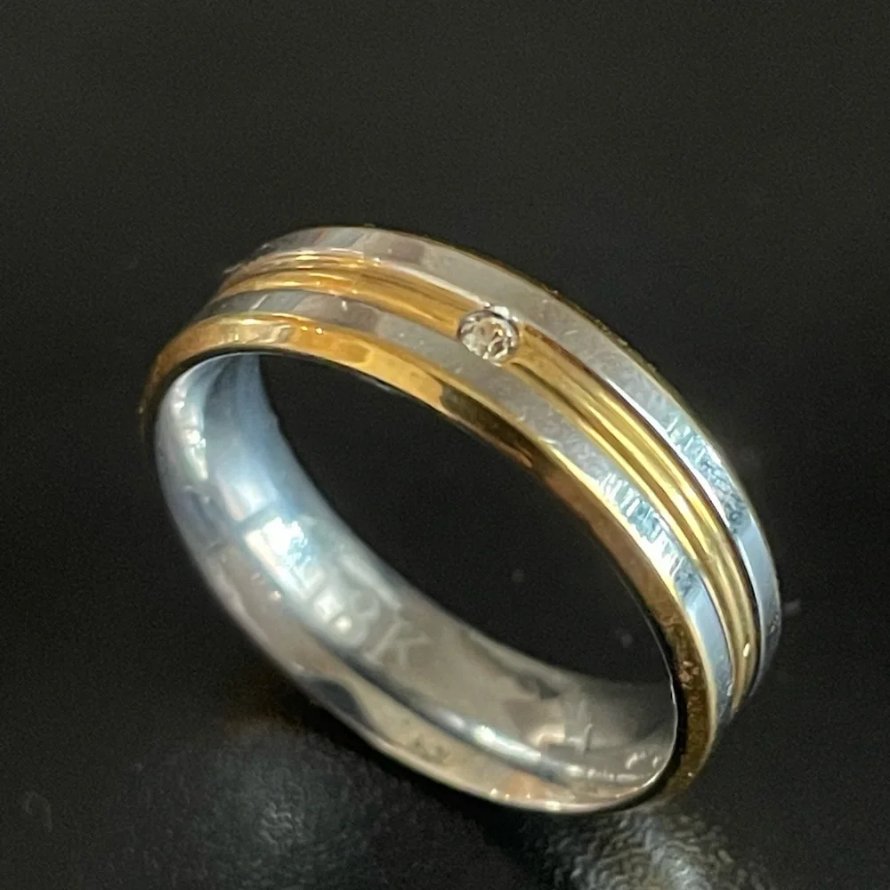 18k gold silver titanium ring size 9 - Picture 7 of 10